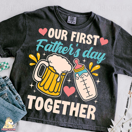a father's day t - shirt with a mug of beer and a bottle