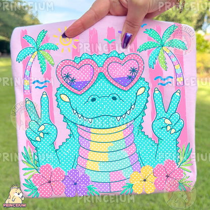 Cool Alligator Peace Sign Sublimation Design PNG Tropical Summer Digital Download NEW26