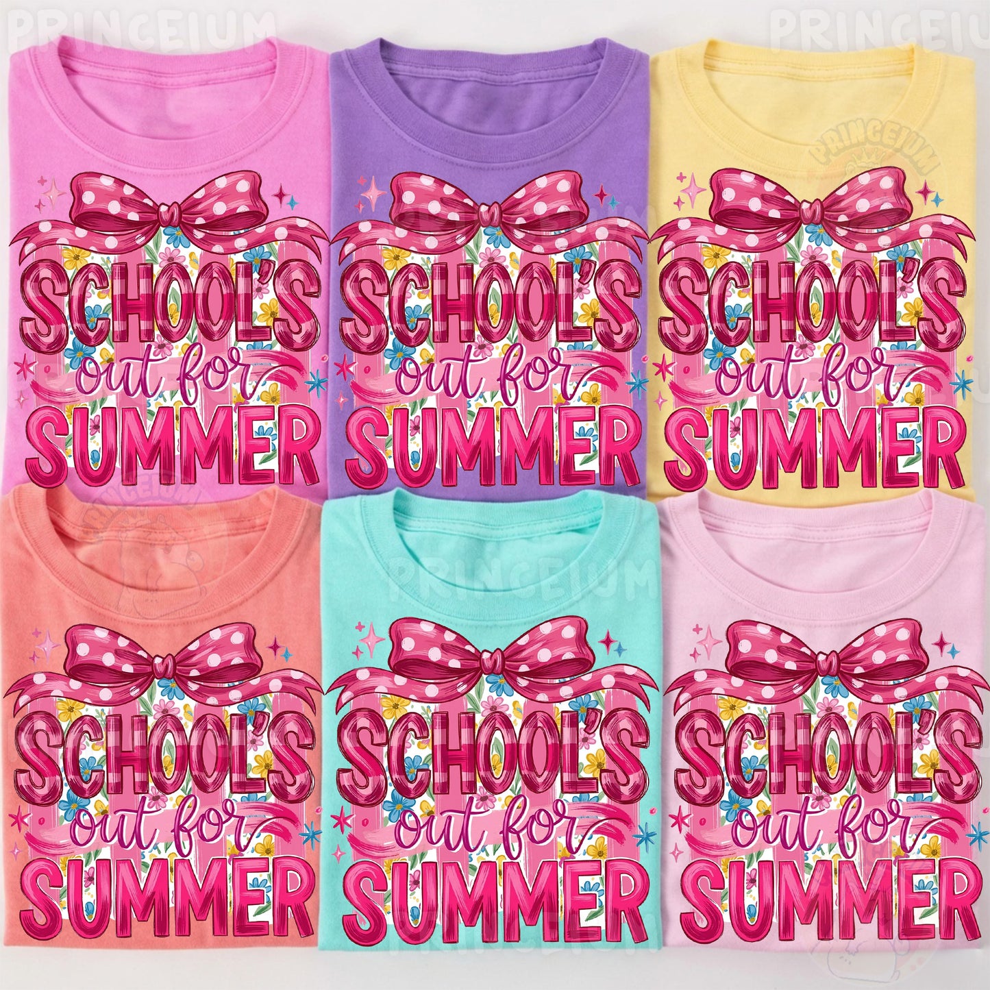 School's Out For Summer Sublimation Design PNG | Pink Bow Floral Digital Download