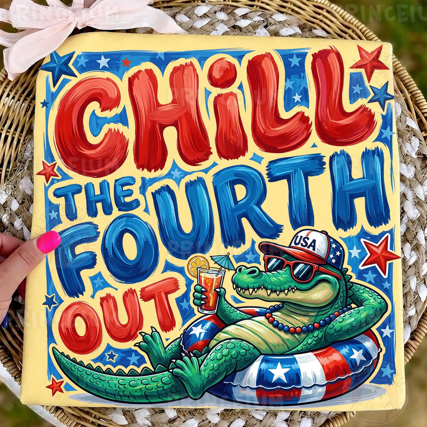 Chill The Fourth Out PNG, Funny 4th of July Alligator Shirt Design, Patriotic Summer Sublimation