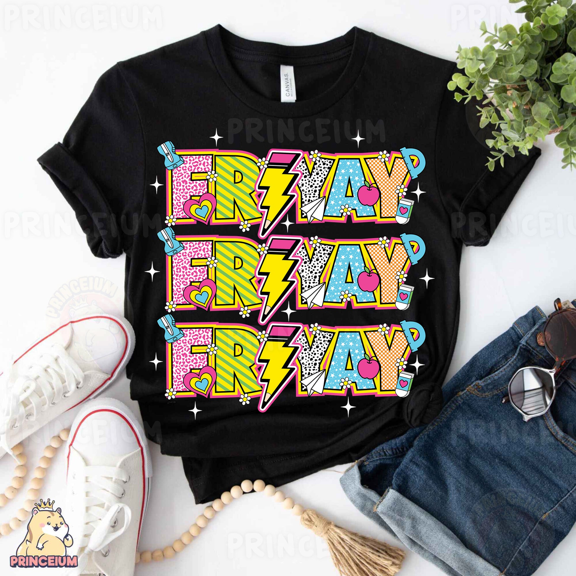 a black t - shirt with the words eat pray and a lightning bolt