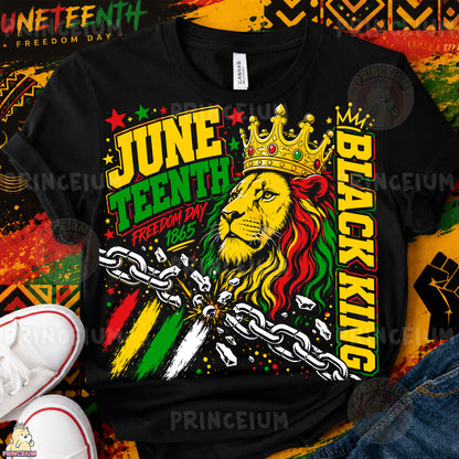 Black King Juneteenth Freedom Day 1865 Sublimation Design PNG Lion Crown Digital Download