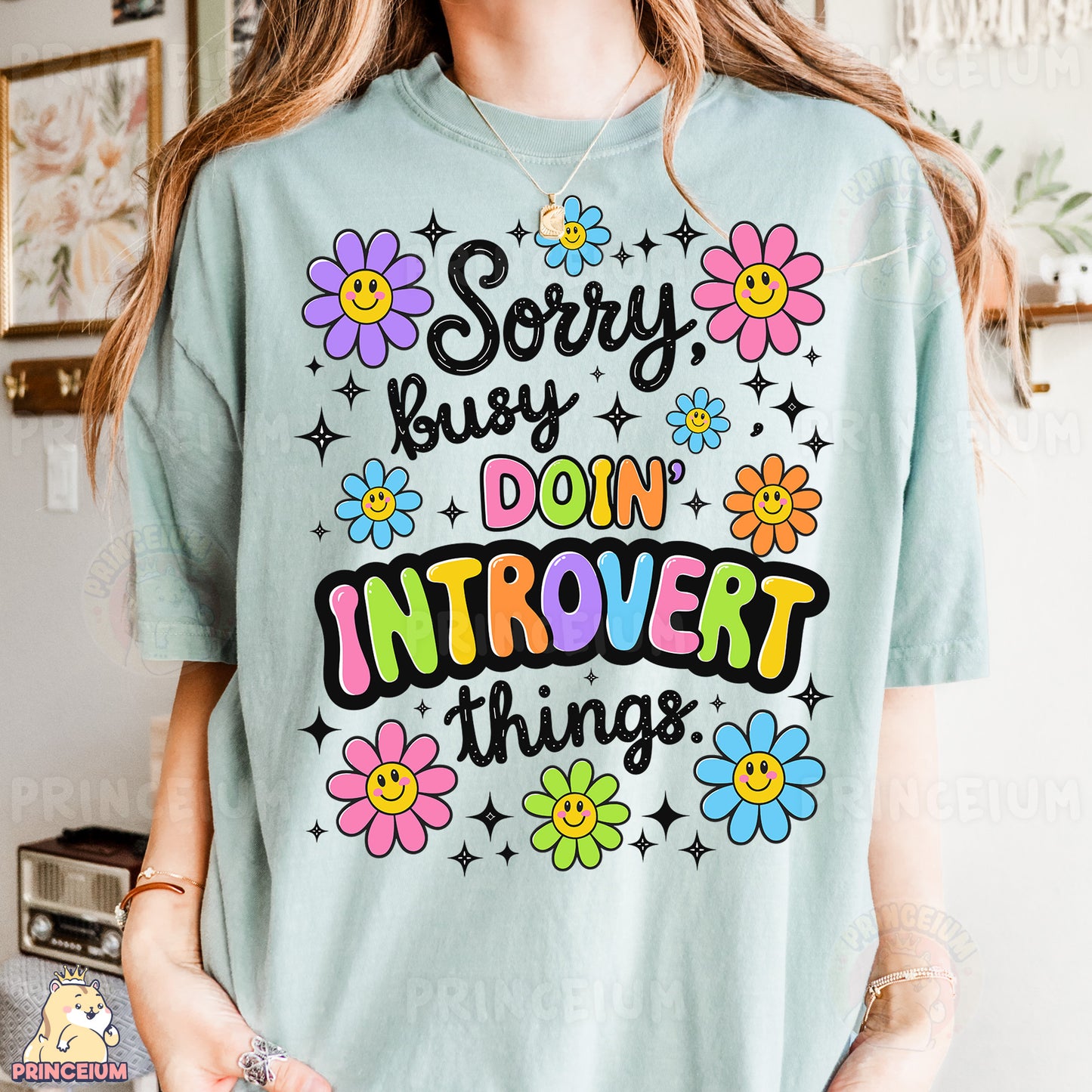 a woman wearing a t - shirt that says sorry, lazy, don't