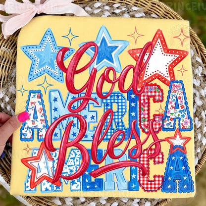 God Bless America PNG, Patriotic Fourth of July Shirt Design, Retro USA Sublimation Graphic