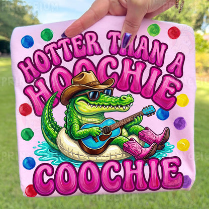 Hotter Than A Hoochie Coochie Sublimation Design PNG | Funny Alligator Cowboy Digital Download