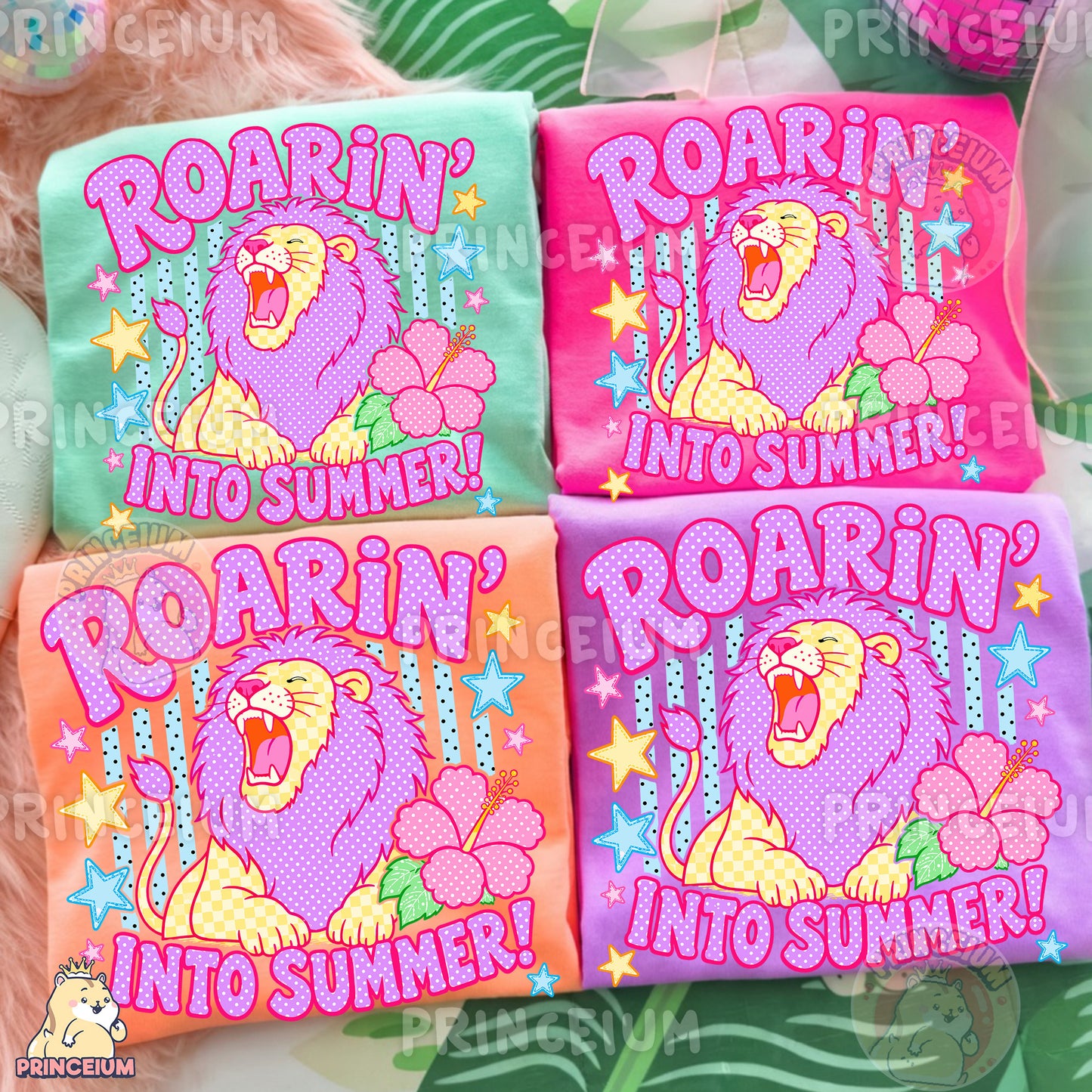 Roarin' Into Summer Sublimation Design PNG | Cute Lion Summer Digital Download