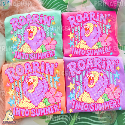 Roarin' Into Summer Sublimation Design PNG | Cute Lion Summer Digital Download