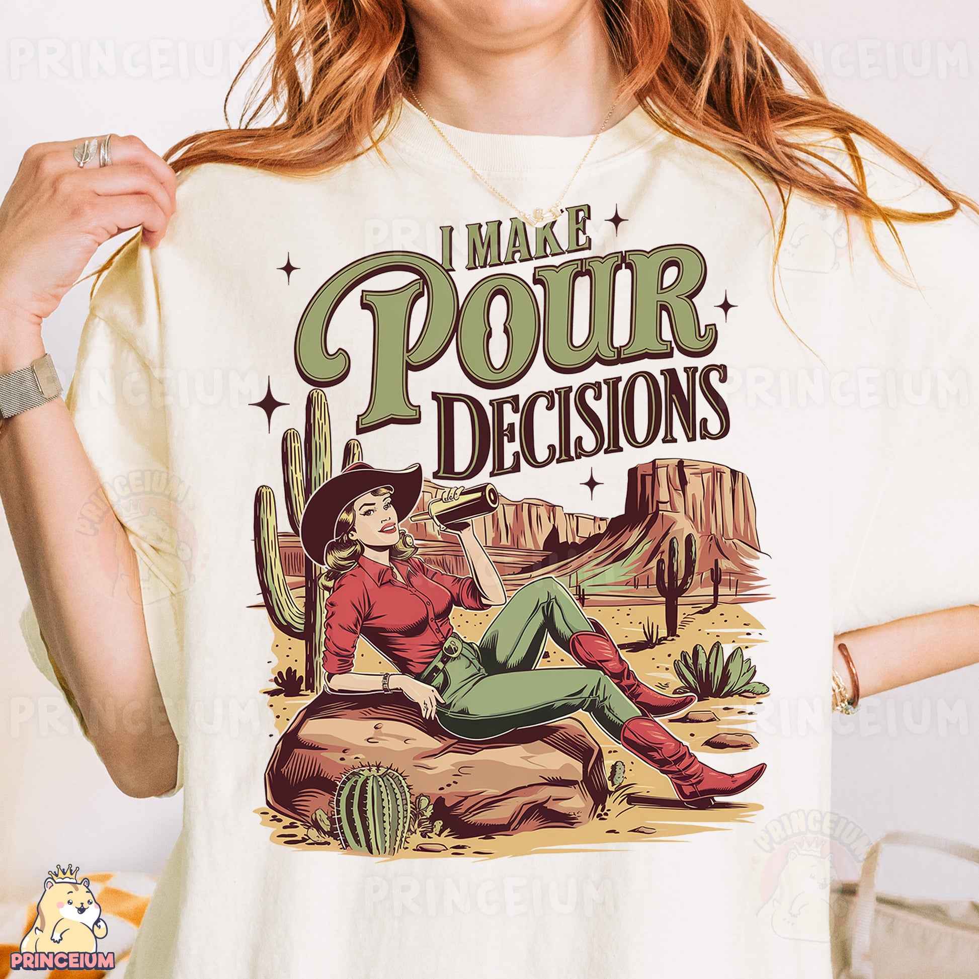 a woman wearing a t - shirt with a picture of a woman sitting on a