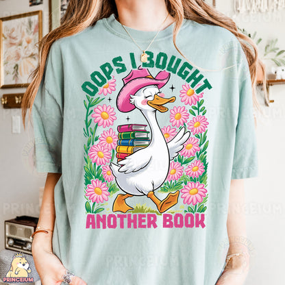 a woman wearing a t - shirt with a duck on it