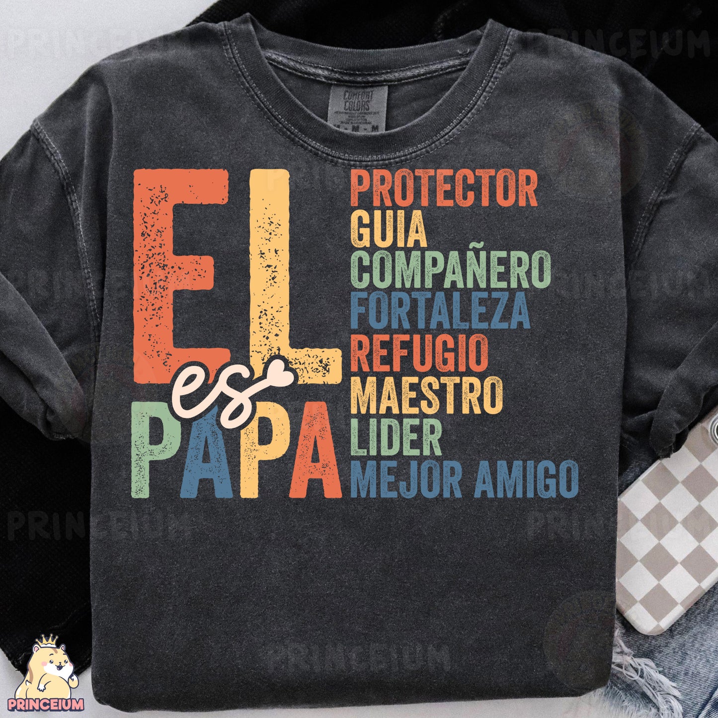 a black t - shirt with the words el pa pa on it