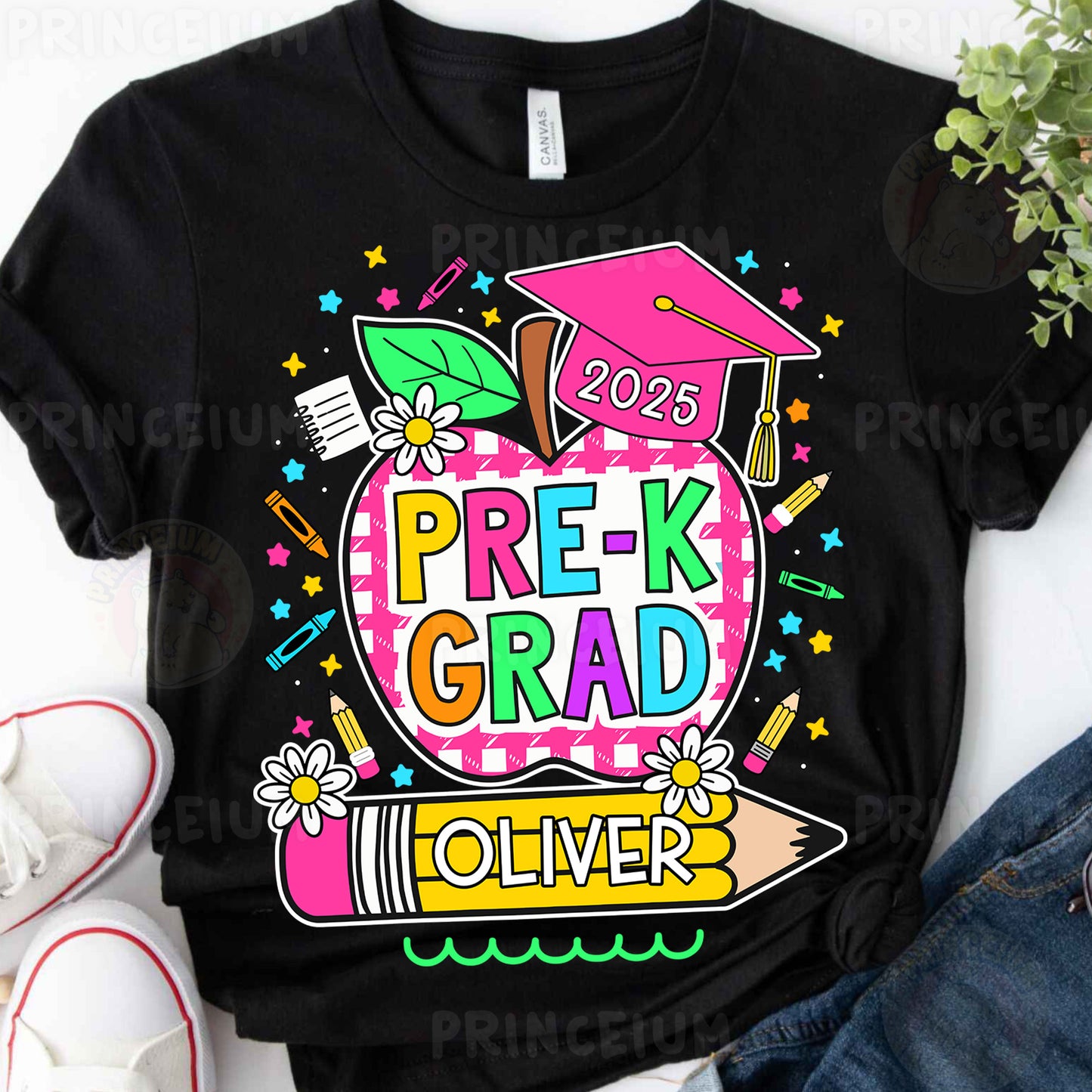 a black t - shirt with the words prek grad on it