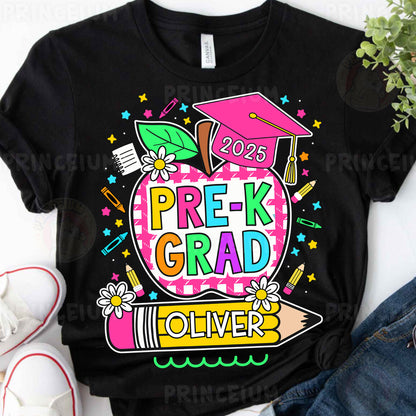 a black t - shirt with the words prek grad on it