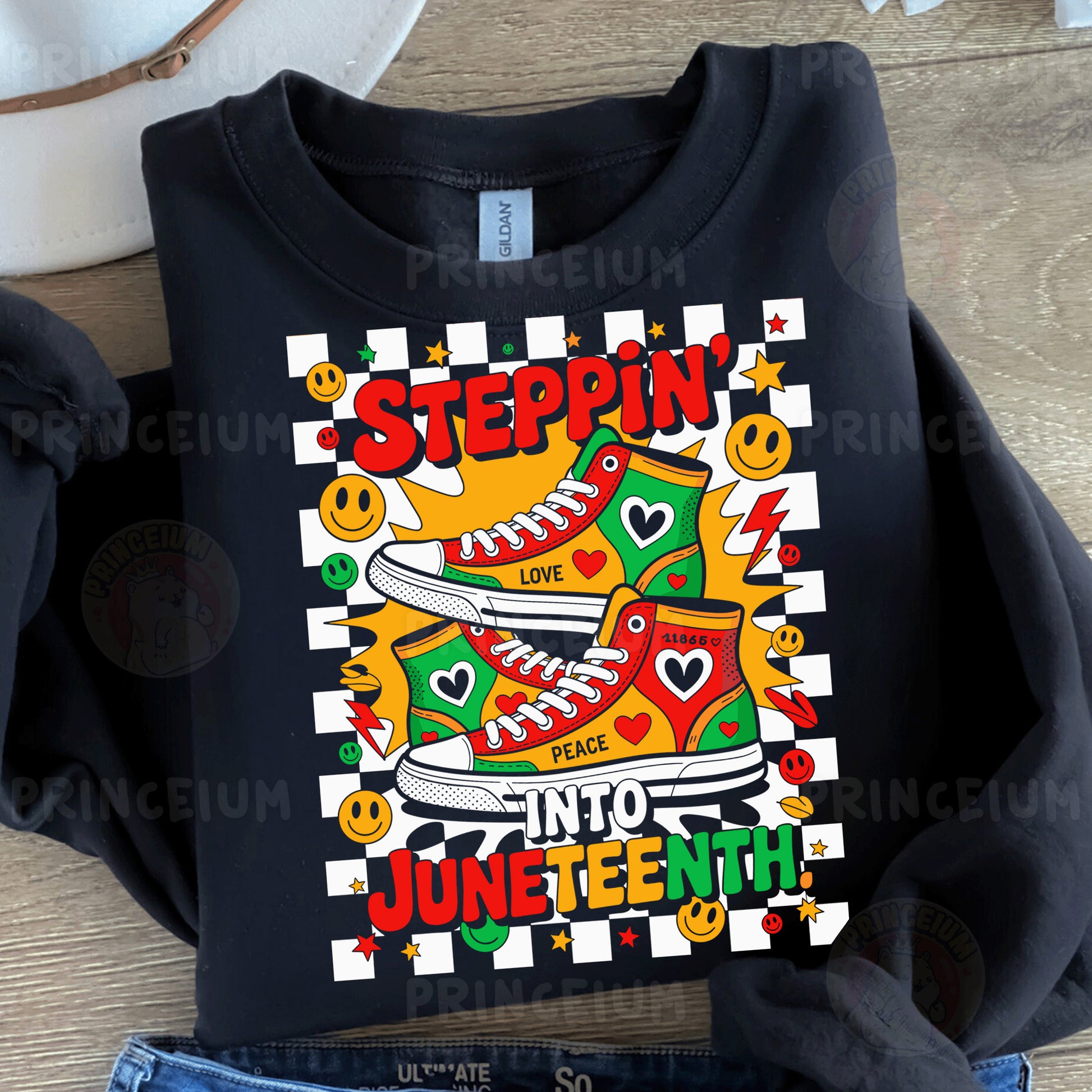 a t - shirt with a picture of a pair of shoes on it