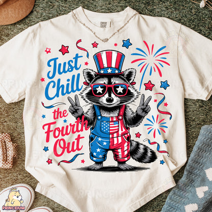 a t - shirt with a raccoon wearing a patriotic outfit