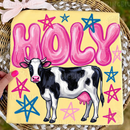 Holy Cow PNG, Funny Cow Shirt Design, Farm Animal Graphic, Western Country Sublimation