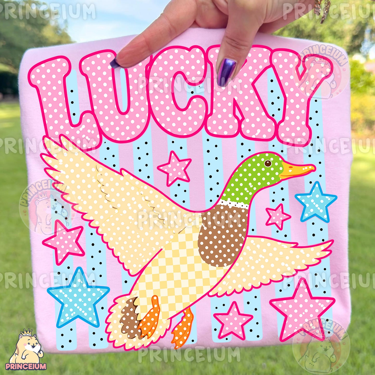Lucky Duck Sublimation Design PNG Mallard Duck Digital Download NEW26
