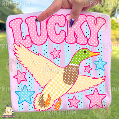 Lucky Duck Sublimation Design PNG Mallard Duck Digital Download NEW26