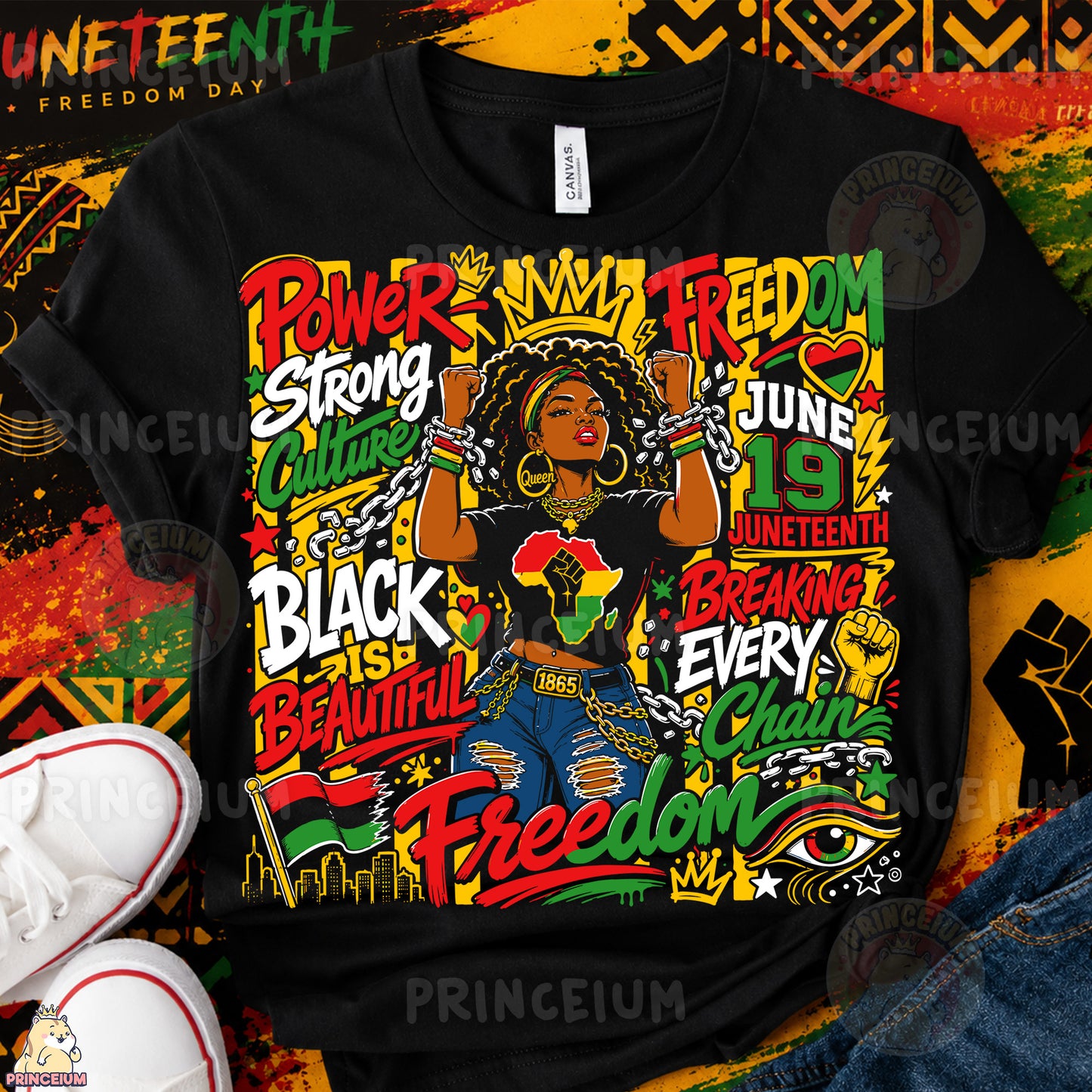 Black Queen Juneteenth Breaking Every Chain Sublimation Design PNG Power Strong Culture Digital Download