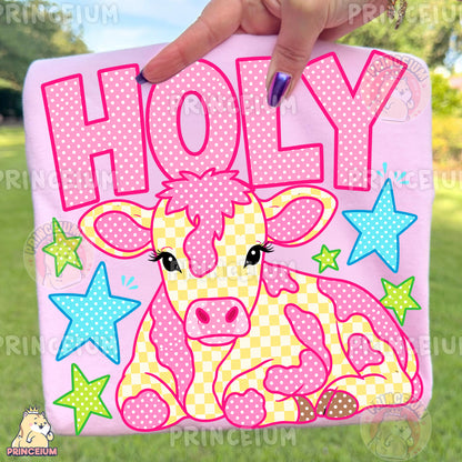 Holy Cow Sublimation Design PNG Pink Cow Digital Download NEW26