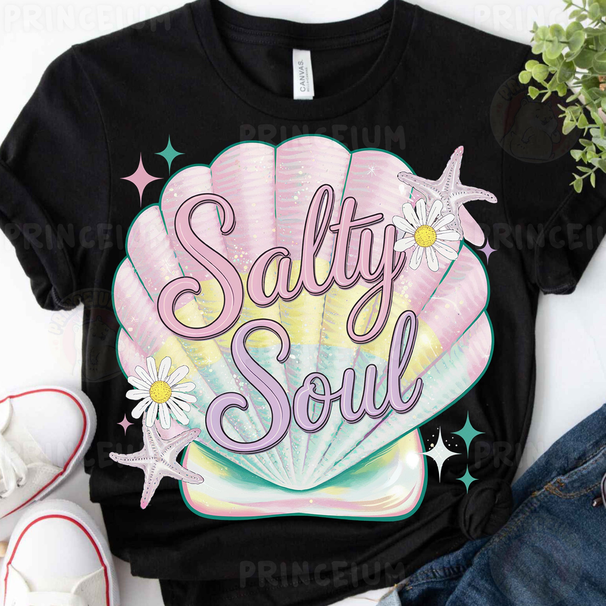 a t - shirt that says salty soul on it