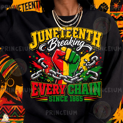 Juneteenth Breaking Every Chain Sublimation Design PNG Freedom Day 1865 Digital Download