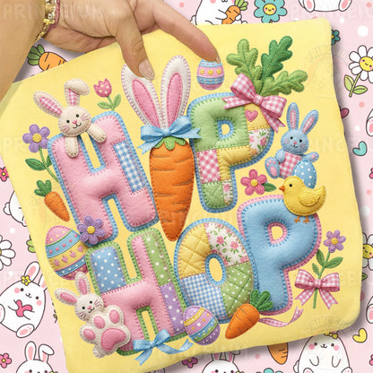 Hip Hop Png, Patchwork Bunny Carrot Letters, Cute Pastel Spring Easter Clipart Design