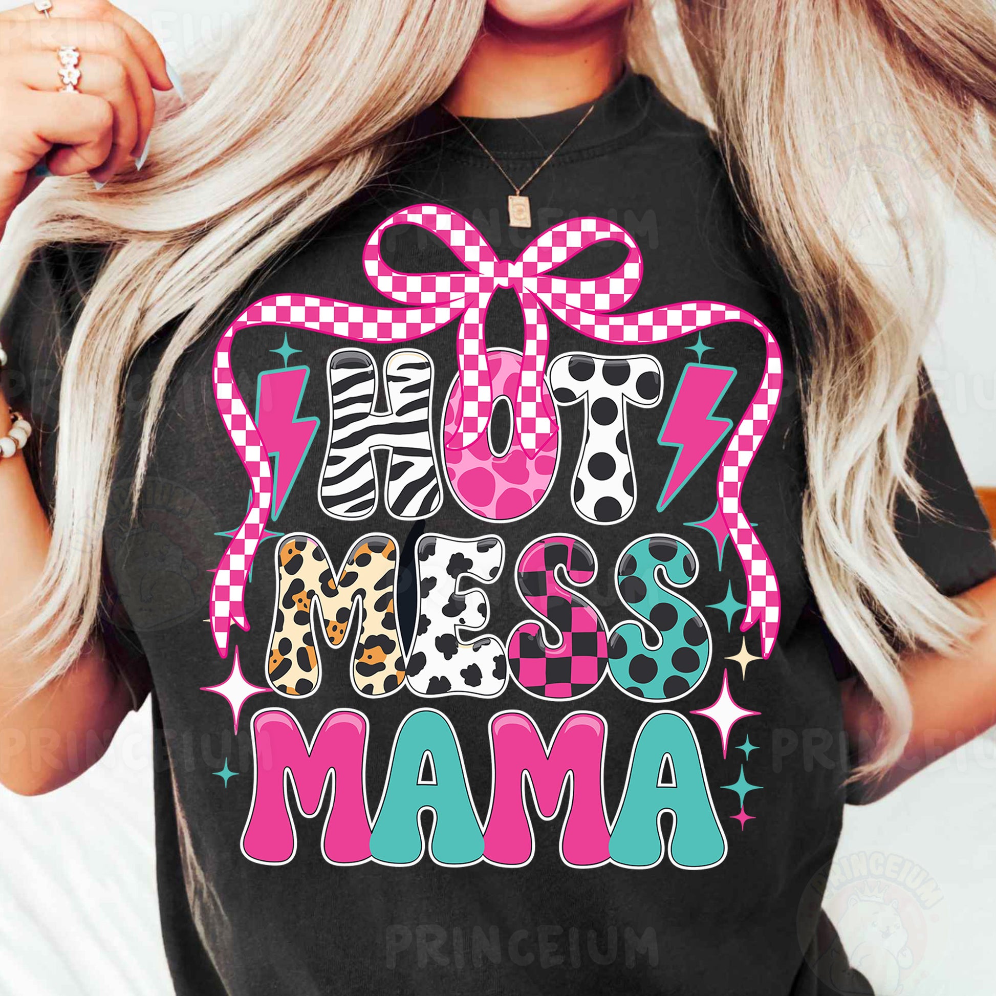 a woman wearing a black tshirt that says you miss mama