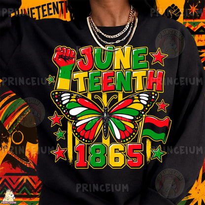 Juneteenth Butterfly Breaking Chains Sublimation Design PNG Freedom Day 1865 Digital Download