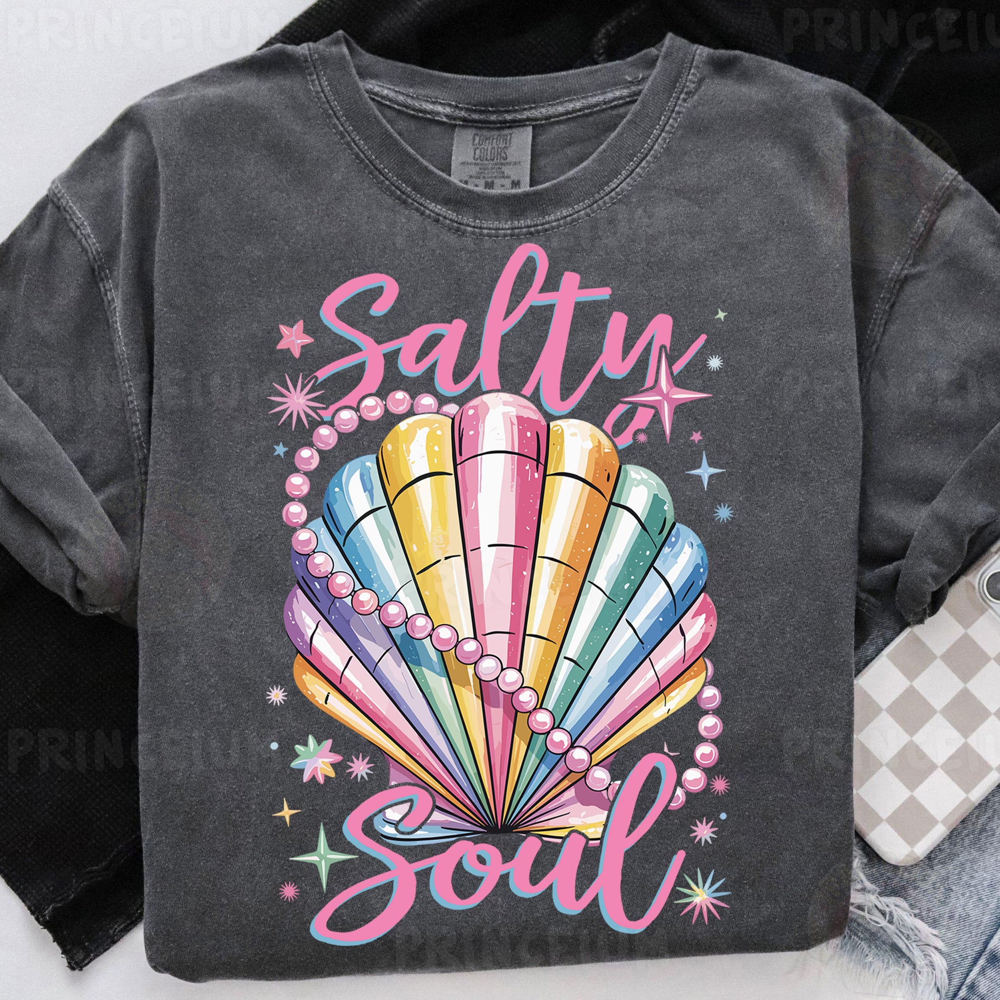 a t - shirt that says salty soul on it