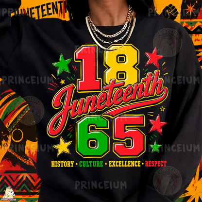 1865 Juneteenth History Culture Excellence Respect Sublimation Design PNG Freedom Day Digital Download