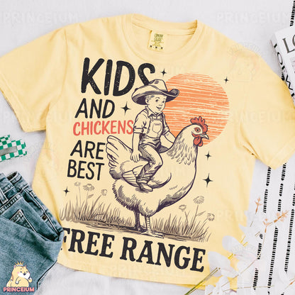 a child's tee shirt with a chicken on it