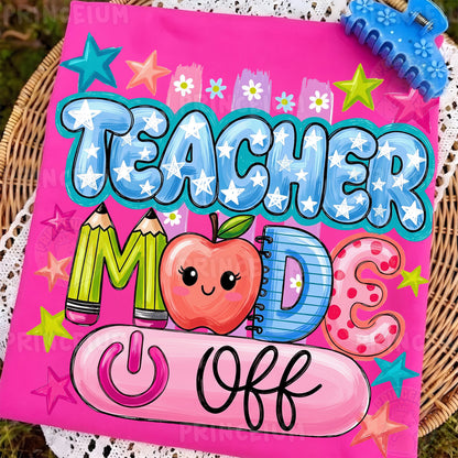Teacher Mode On PNG, Cute Teacher Shirt Design, Back To School Graphic, Preppy Teacher Sublimation