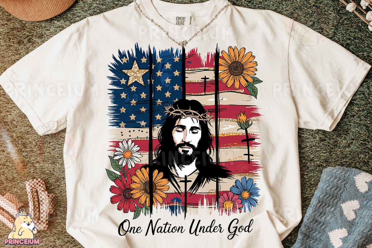 a t - shirt with a picture of jesus on it