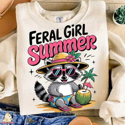a shirt with a raccoon wearing a hat and sunglasses