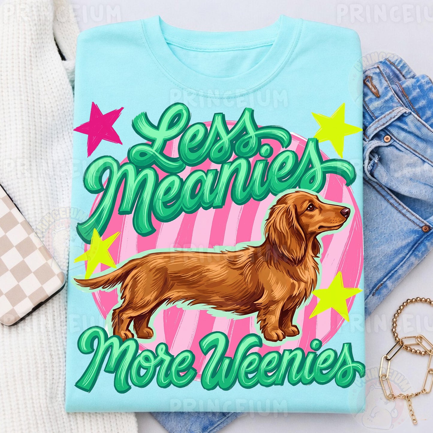 Less Meanies More Weenies Sublimation Design PNG | Cute Dachshund Dog Digital Download