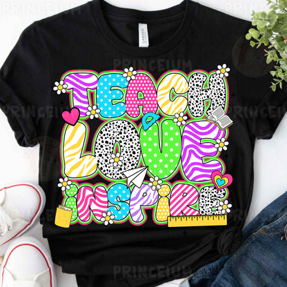 a black t - shirt with a colorful design on it