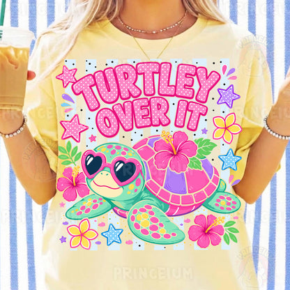 Turtley Over It Sublimation Design PNG Cute Turtle Heart Sunglasses Digital Download
