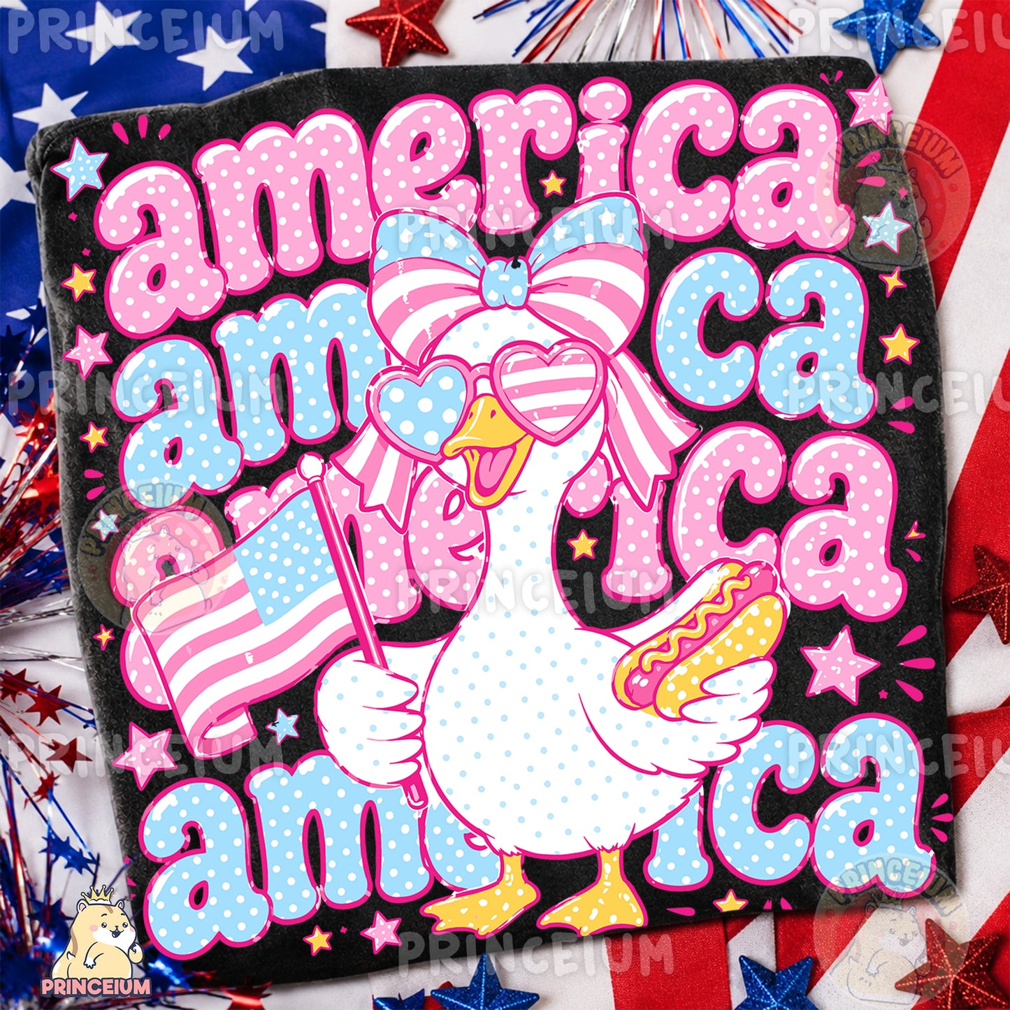 America Goose Hotdog Sublimation Design PNG Patriotic 4th of July Digital Download NEW26