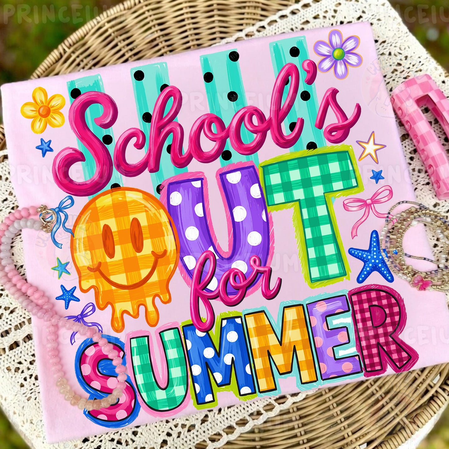 School's Out For Summer Sublimation Design PNG | Smiley Face Summer Digital Download