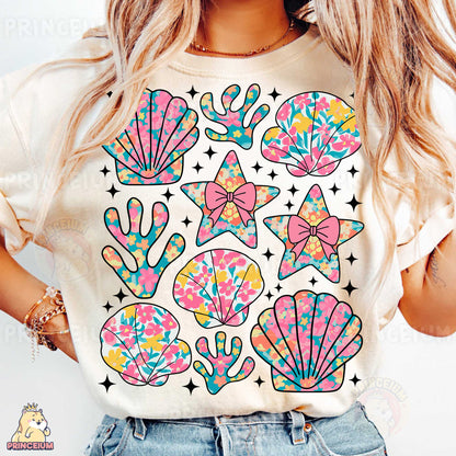 a woman wearing a t - shirt with a design on it