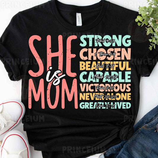 a t - shirt that says she is a mom