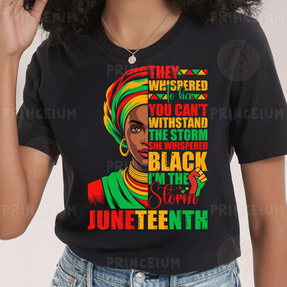 a woman wearing a black t - shirt with a quote on it