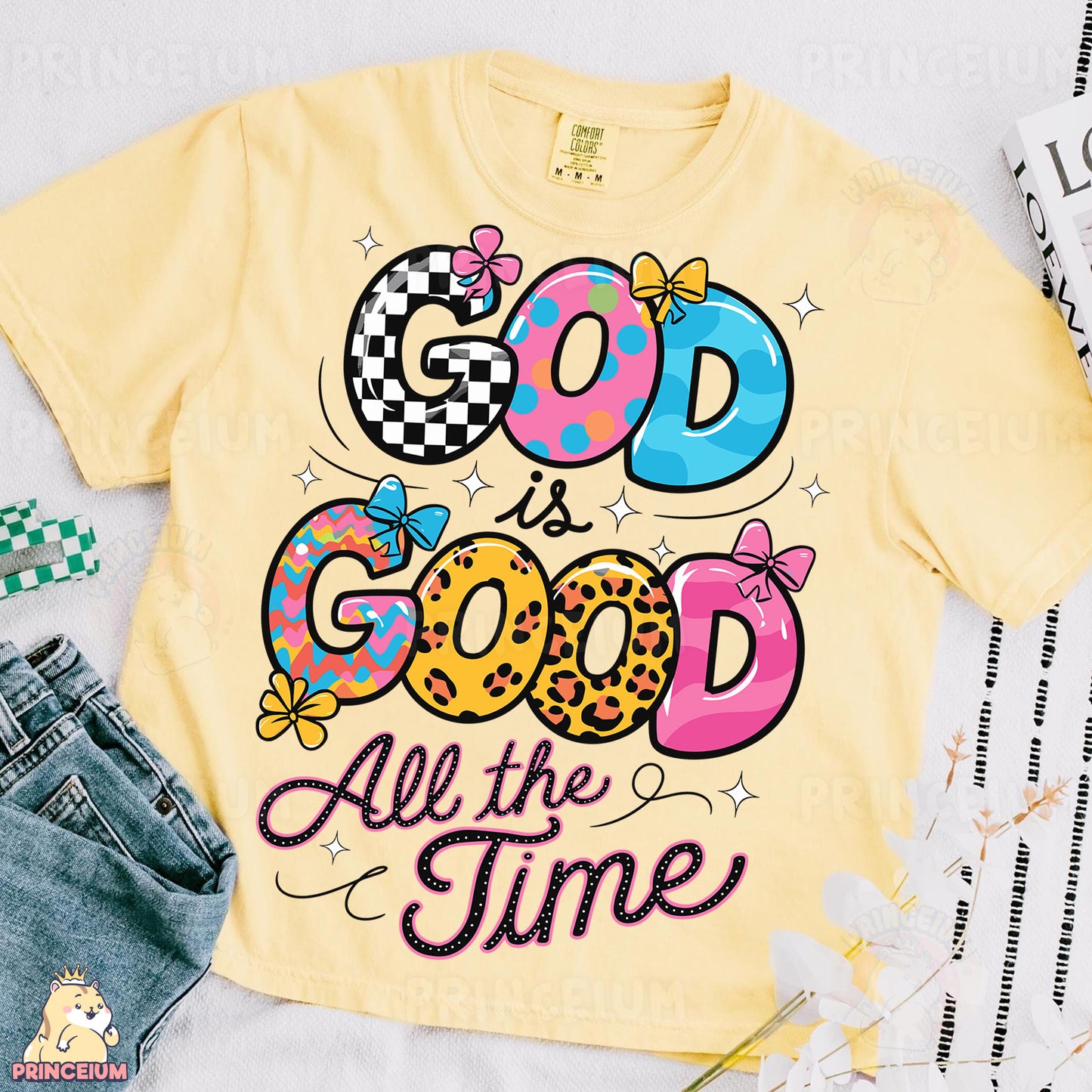 a t - shirt that says god is good all the time
