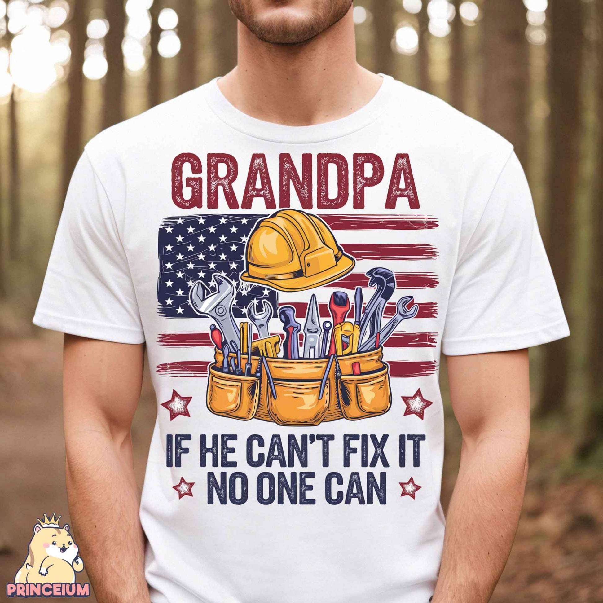 a man wearing a t - shirt that says grandpaa if he can't