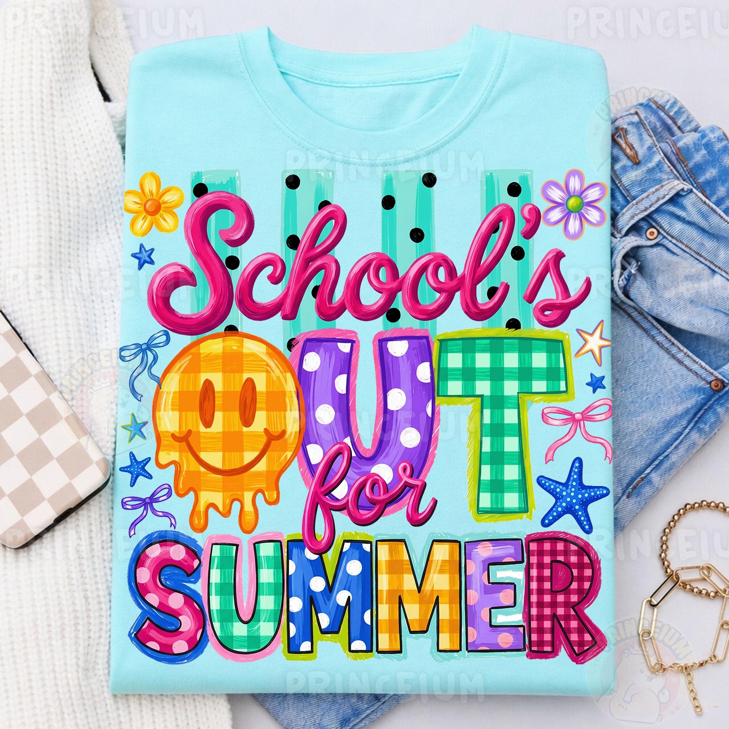 School's Out For Summer Sublimation Design PNG | Smiley Face Summer Digital Download