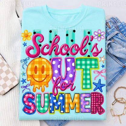 School's Out For Summer Sublimation Design PNG | Smiley Face Summer Digital Download