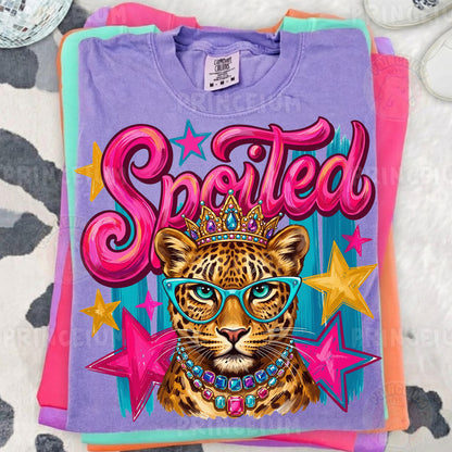 Spoiled Sublimation Design PNG  Glam Leopard with Crown Digital Download