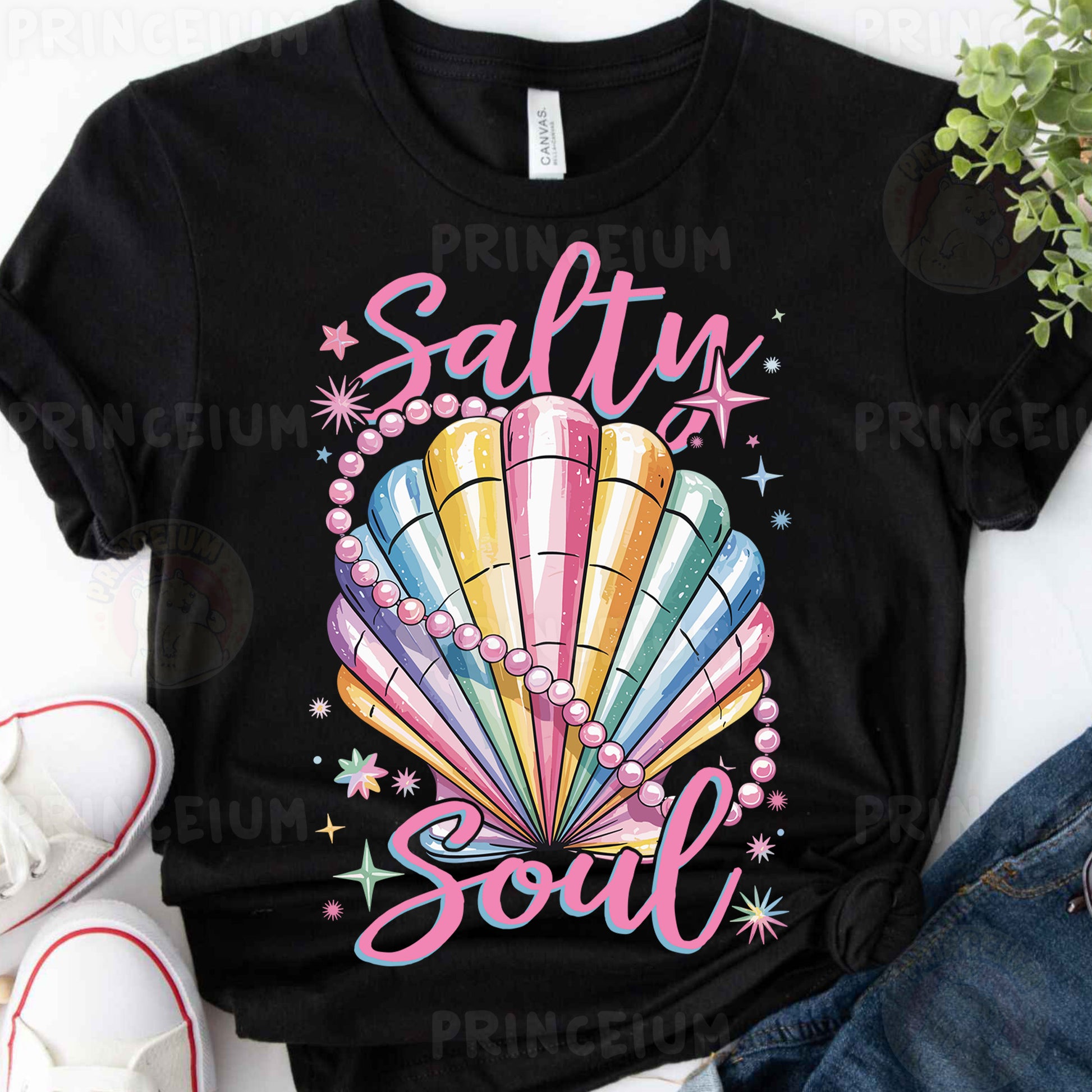 a t - shirt with a hot air balloon saying salty soul