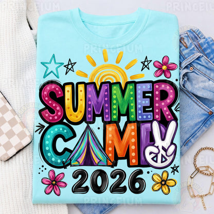 Summer Camp 2026 Sublimation Design PNG  Colorful Retro Summer Camp Digital Download