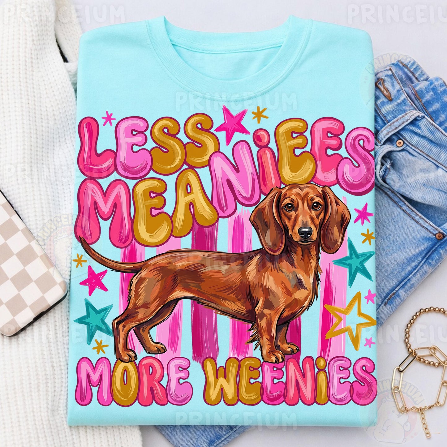 Less Meanies More Weenies Sublimation Design PNG Dachshund Dog Digital Download